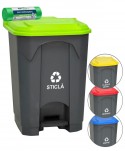 Acasa - Pubela de gunoi cu pedala pt colectare selectiva deseuri din sticla, 45 litri + 🎁 10 saci verzi ArliSoft 120 litri - arli.ro