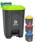 Acasa - Pubela de gunoi cu pedala pt colectare selectiva deseuri din sticla, 68 litri + 🎁 10 saci verzi ArliSoft 120 litri - arli.ro
