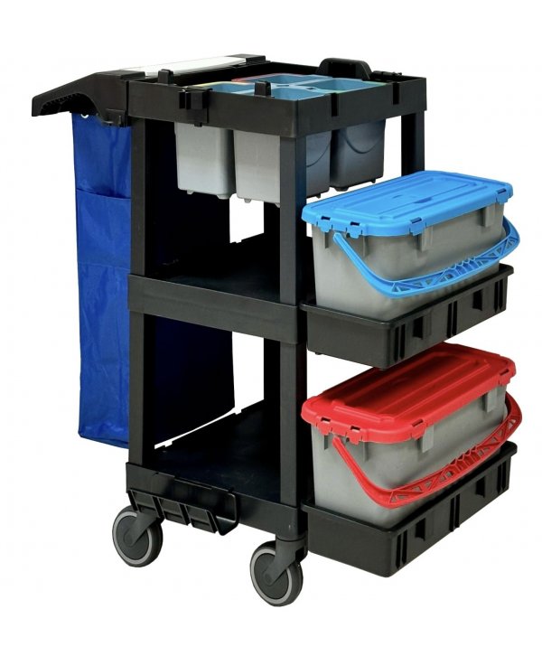 Cărucior Profesional de Curățenie ArliPlus® M706 – Organizare Eficientă pentru Mopuri si Lavete Colorate