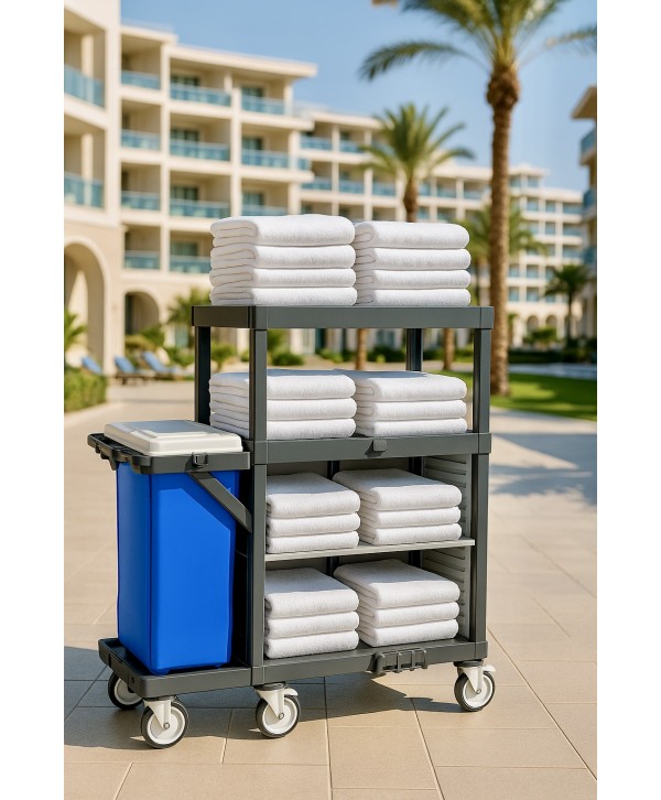 Cărucior hotelier 🏨 multifuncțional ArliPlus® M953 – Gestionarea eficientă a lenjeriei și echipamentelor de curățenie