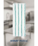 Produse de curatenie profesionale - Mop plat din microfibra ArliSoft® Medical, fixare cu urechi / buzunare, 40 cm, spalare la 90°, termodezinfectie, alb / verde - arli.ro