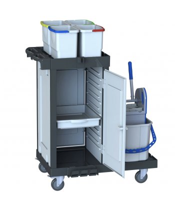 Cărucior de curățenie modular ArliPlus® M422 - Închis, igienic și ideal pentru medii medicale sensibile