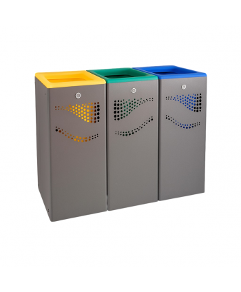  Acasa - ♻️ Coș Colectare Selectivă  3 x 40L Ultra Rezistent la Vandalism, Intemperii și Coroziune, fabricat in Spania, Garantie 10 ani - arli.ro