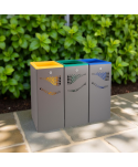 Acasa - ♻️ Coș Colectare Selectivă 3 x 40L Ultra Rezistent la Vandalism, Intemperii și Coroziune, fabricat in Spania, Garantie 10 ani - arli.ro