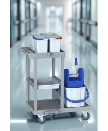 Cărucior de Curățenie Modular ArliPlus® M421 - Compact, Igienic și Ideal pentru Zone Medicale
