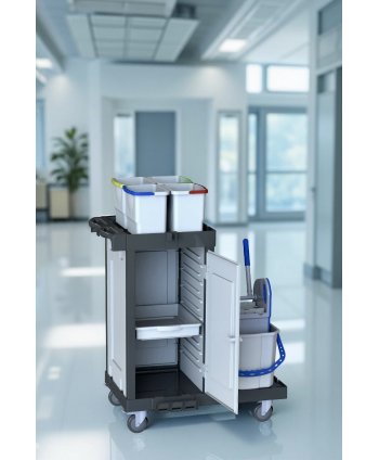 Cărucior de curățenie modular ArliPlus® M422 - Închis, igienic și ideal pentru medii medicale sensibile
