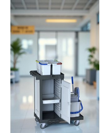 Cărucior de curățenie modular ArliPlus® M422 - Închis, igienic și ideal pentru medii medicale sensibile