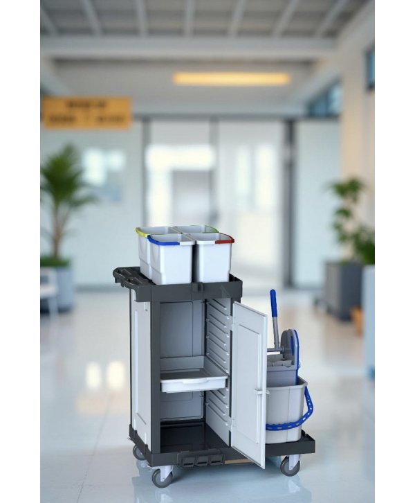 Cărucior de curățenie modular ArliPlus® M422 - Închis, igienic și ideal pentru medii medicale sensibile Cărucior de curățenie modular ArliPlus® M422 - Închis, igienic și ideal pentru medii medicale sensibile