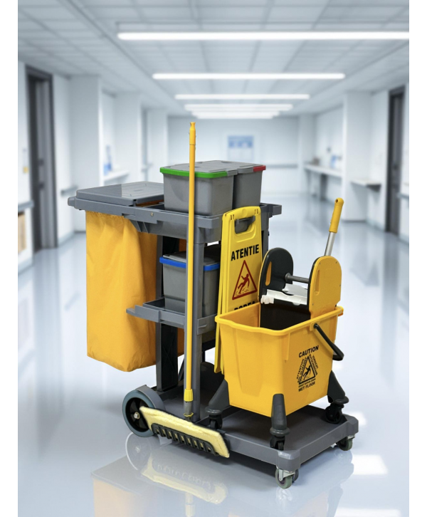  Acasa - - Cărucior de Curățenie Profesional ArliPlus® M550 - Eficiență Maximă pentru Spălarea Podelelor în Medii Profesionale - arli.ro