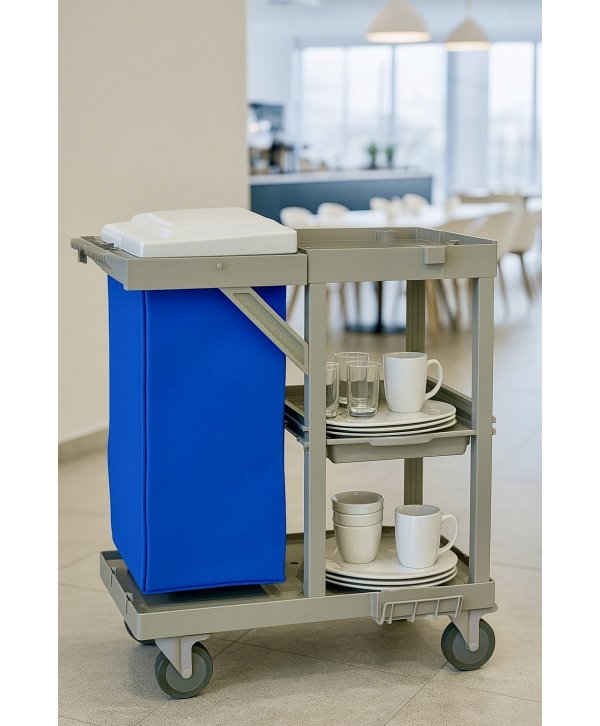 Cărucior Deservire Zona Food ArliPlus® M115 - Soluția Profesională pentru Debarasare Mese 🍽️ în Restaurante și Cantine