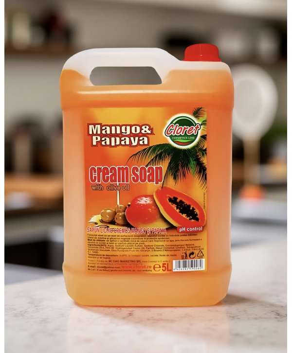 Săpun Lichid Cremos de Mango & Papaya cu Ulei de Măsline – 5L | Curățare Exotică și Hidratare Naturală Săpun Lichid Cremos de Mango & Papaya cu Ulei de Măsline – 5L | Curățare Exotică și Hidratare Naturală