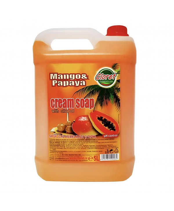 Săpun Lichid Cremos de Mango & Papaya cu Ulei de Măsline – 5L | Curățare Exotică și Hidratare Naturală Săpun Lichid Cremos de Mango & Papaya cu Ulei de Măsline – 5L | Curățare Exotică și Hidratare Naturală