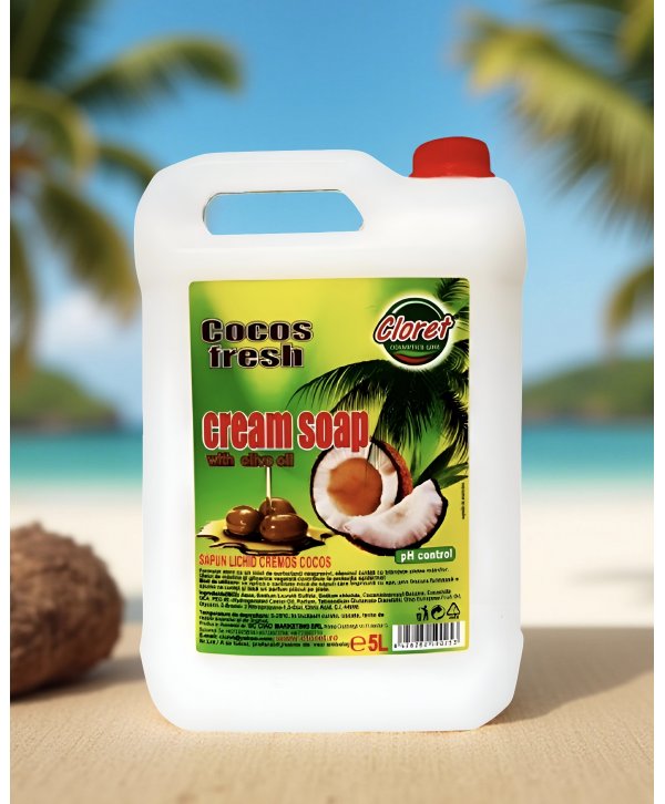 Săpun Lichid Cremos de Cocos Fresh cu Ulei de Măsline – 5L | Hidratare Intensă și Aromă Exotică de Cocos Săpun Lichid Cremos de Cocos Fresh cu Ulei de Măsline – 5L | Hidratare Intensă și Aromă Exotică de Cocos