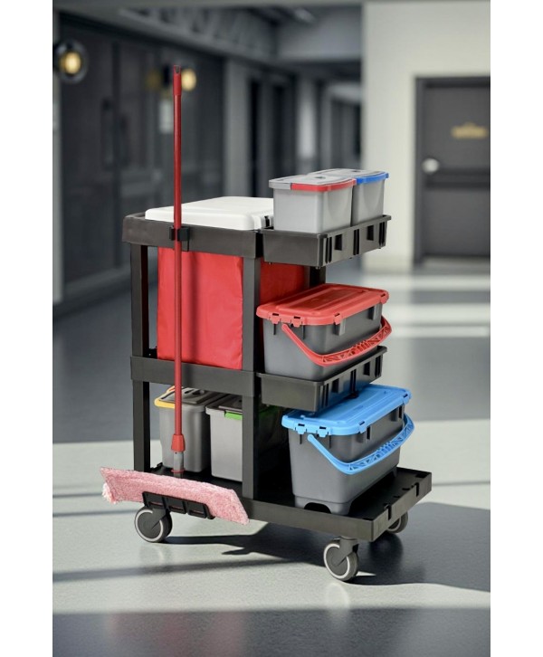 Acasa - - Cărucior de Curățenie Profesional ArliPlus® M710 -Soluția Compactă pentru Spații Înguste și Eficiență Maximă - arli.ro