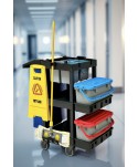 Acasa - Cărucior Profesional de Curățenie ArliPlus® M706 – Organizare Eficientă pentru Mopuri si Lavete Colorate - arli.ro