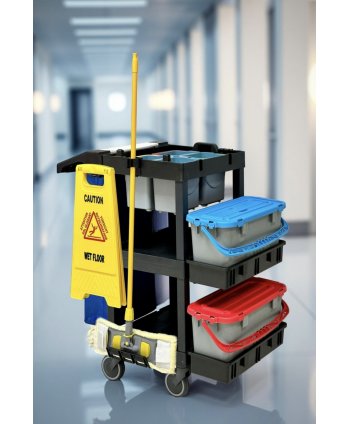Cărucior Profesional de Curățenie ArliPlus® M706 – Organizare Eficientă pentru Mopuri si Lavete Colorate