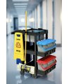 Cărucior Profesional de Curățenie ArliPlus® M706 – Organizare Eficientă pentru Mopuri si Lavete Colorate