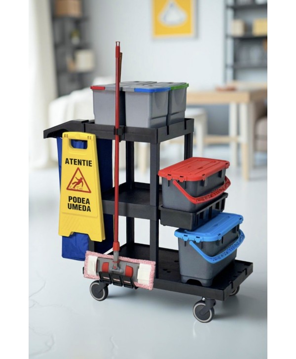 Acasa - - Cărucior profesional curățenie ArliPlus® M705 – Versiune optimizată pentru eficiență și spațiu extins de depozitare - arli.ro