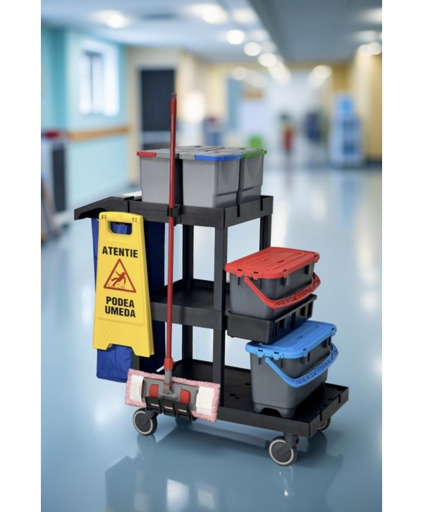 Cărucior profesional curățenie ArliPlus® M705 – Versiune optimizată pentru eficiență și spațiu extins de depozitare Cărucior profesional curățenie ArliPlus® M705 – Versiune optimizată pentru eficiență și spațiu extins de depozitare