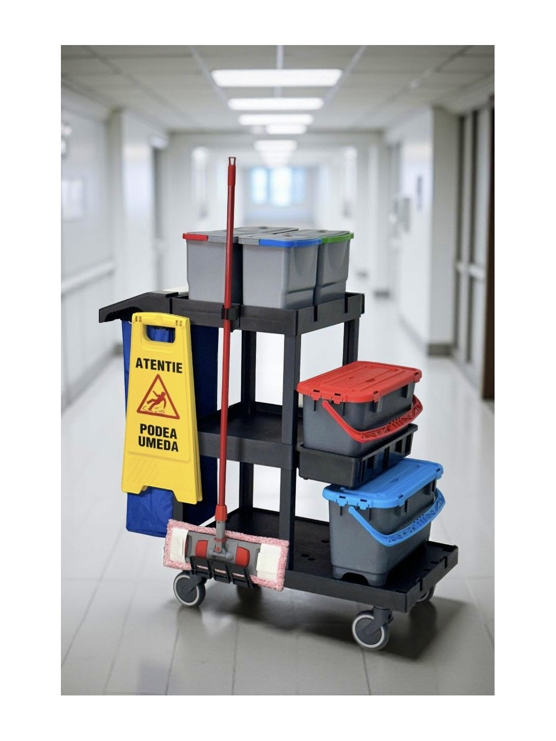 Cărucior profesional curățenie ArliPlus® M705 – Versiune optimizată pentru eficiență și spațiu extins de depozitare