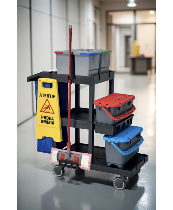Cărucior profesional curățenie ArliPlus® M705 – Versiune optimizată pentru eficiență și spațiu extins de depozitare Cărucior profesional curățenie ArliPlus® M705 – Versiune optimizată pentru eficiență și spațiu extins de depozitare