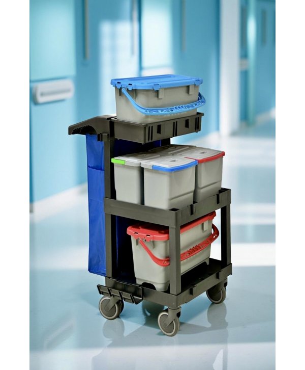 Cărucior de Curățenie Profesional M702 – Compact, Modular și Eficient pentru Activități de Curățenie Profesională