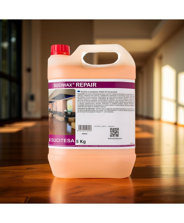 Detergenti profesionali - - Suciwax Repair 5L – Emulsie Profesională Antiderapanta pentru Repararea Parchetului Laminat si a Suprafetelor din Lemn si Pluta - arli.ro