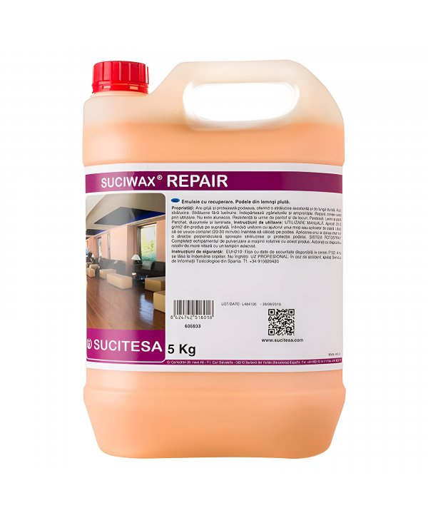 Suciwax Repair 5L – Emulsie Profesională Antiderapanta pentru Repararea Parchetului Laminat si a Suprafetelor din Lemn si Pluta Suciwax Repair 5L – Emulsie Profesională Antiderapanta pentru Repararea Parchetului Laminat si a Suprafetelor din Lemn si Pluta