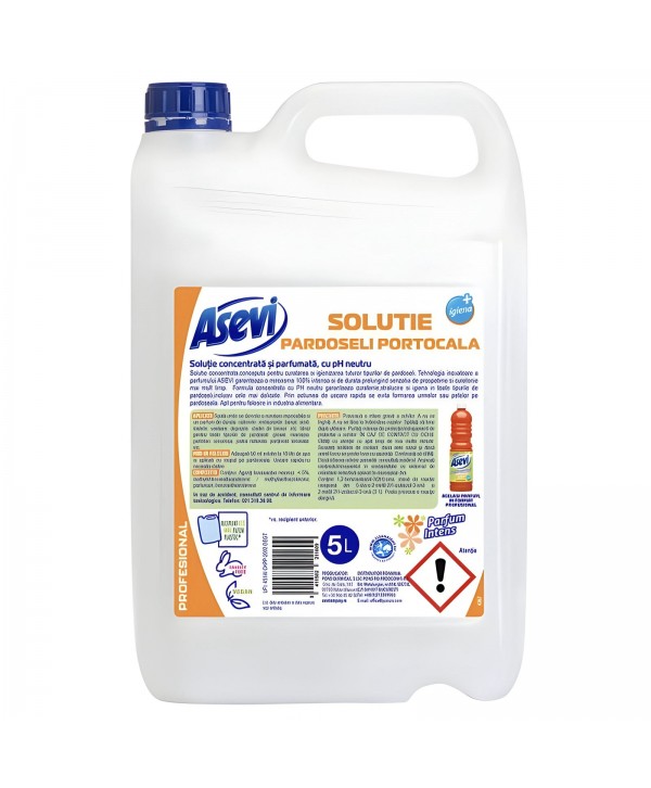Detergenti profesionali - - Asevi Profesional Pardoseli Portocala 5L – Detergent Concentrat cu Parfum Intens de Portocală - arli.ro