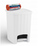 Acasa - Coș de Gunoi 20L cu Pedală și Capac 🇮🇹 White + Rola 50 Saci Menajeri Roșii (35L) – Alb Elegant și Igienic - arli.ro