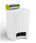 Acasa - Coș de Gunoi 20L cu Pedală și Capac 🇮🇹 White + Rola 50 Saci Menajeri Galbeni (35L) – Igienă și Practicabilitate - arli.ro