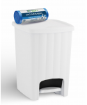  Acasa - Coș de Gunoi 20L cu Pedală și Capac 🇮🇹 White + Rola 50 Saci Menajeri Albaștri (35L) - Igienă în Spații Administrative - arli.ro