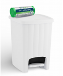 Acasa - Coș de Gunoi 20L cu Pedală și Capac 🇮🇹 White + Rola 50 Saci Menajeri Verzi (35L)– Igienic pentru Zone de Preparare a Alimentelor - arli.ro