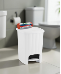 Acasa - Coș de Gunoi 20L cu Pedală și Capac 🇮🇹 White + Rola 50 Saci Menajeri Roșii (35L) – Alb Elegant și Igienic - arli.ro