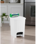 Acasa - Coș de Gunoi 20L cu Pedală și Capac 🇮🇹 White + Rola 50 Saci Menajeri Verzi (35L)– Igienic pentru Zone de Preparare a Alimentelor - arli.ro