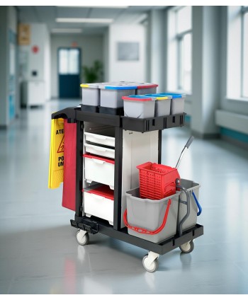  Acasa - Cărucior de Curățenie Profesional ArliPlus® M46 – Echipament Complet cu Multiple Funcționalități 🛠️🚀 - arli.ro