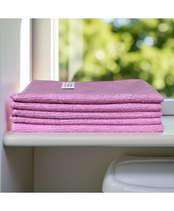 Pachet 5 lavete microfibră ULTRA 🇦🇹 38×38 cm, 32 g – Rosu pentru Toalete și Zone de Deșeuri