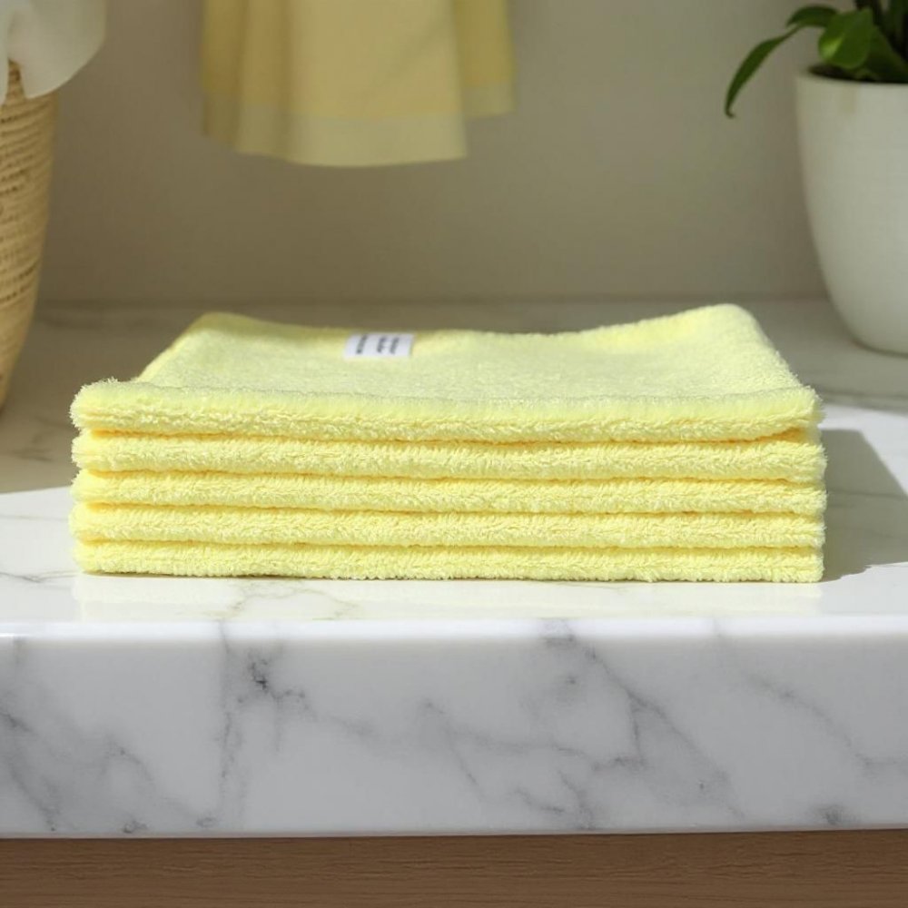Pachet 5 lavete microfibră ULTRA 🇦🇹 38×38 cm, 32 g – Galben pentru Suprafețe din Băi