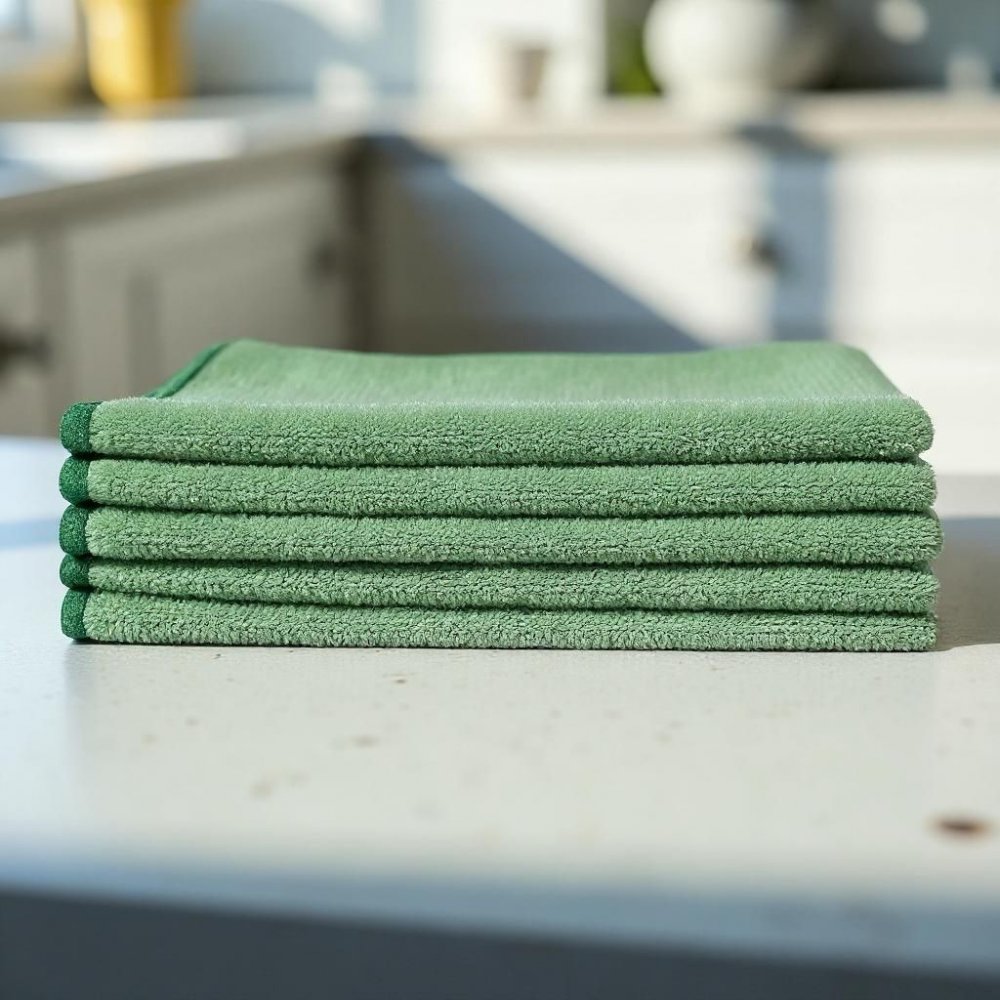 Pachet 5 lavete microfibră ULTRA 🇦🇹 38×38 cm, 32 g – Verde pentru Bucătării și Zone Food