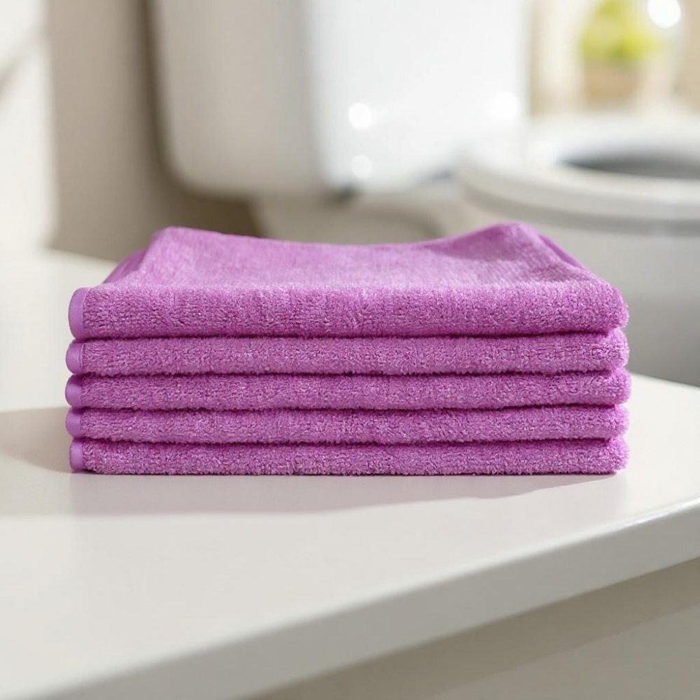 Pachet 5 lavete microfibră ULTRA 🇦🇹 40×40 cm, 42 g – Roșu pentru Toalete și Zone de Deșeuri