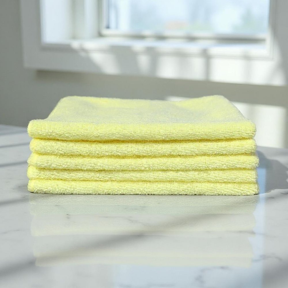 Pachet 5 lavete microfibră ULTRA 🇦🇹 40×40 cm, 42 g – Galben pentru Suprafețe din Băi