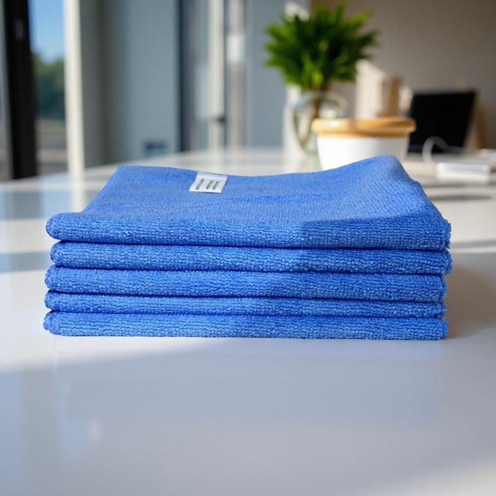 Pachet 5 lavete microfibră ULTRA 🇦🇹 40×40 cm, 42 g – Albastru pentru Spații Administrative și Zone Comune