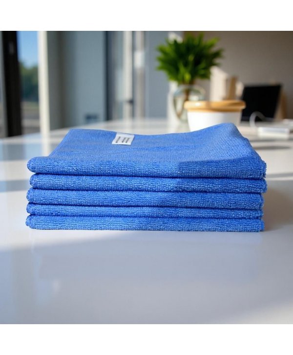 Pachet 5 lavete microfibră ULTRA 🇦🇹 40×40 cm, 42 g – Albastru pentru Spații Administrative și Zone Comune