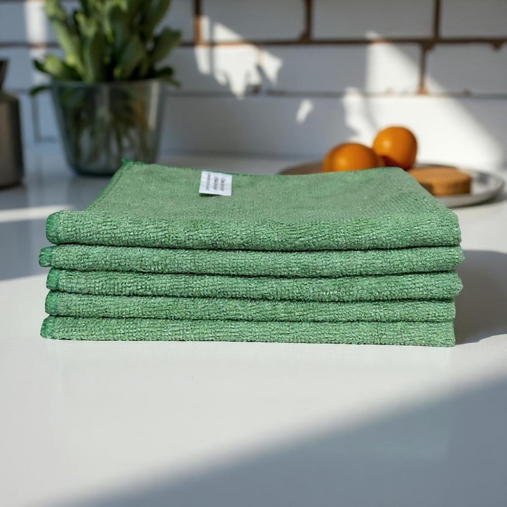 Pachet 5 lavete microfibră ULTRA 🇦🇹 40×40 cm, 42 g – Verde pentru Bucătării și Zone Food