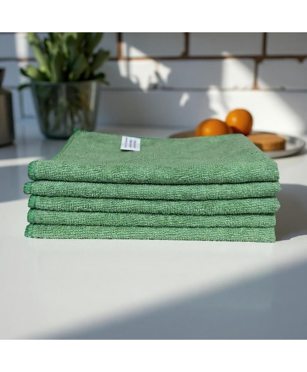 Acasa - - Pachet 5 lavete microfibră ULTRA 🇦🇹 40×40 cm, 42 g – Verde 🟢 pentru Bucătării și Zone Food 🍽️🍳 - arli.ro