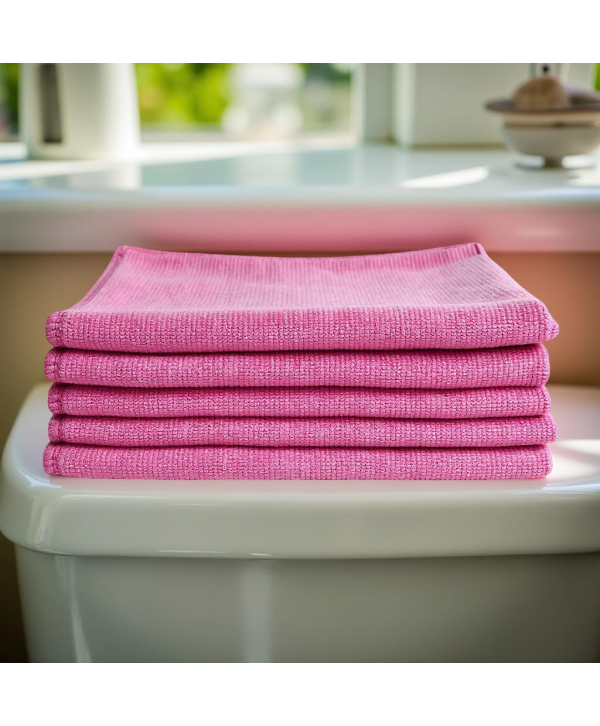 Acasa - - Pachet 5 lavete microfibră PREMIUM PROFESSIONAL 🇦🇹 40×40 cm, 53 g – Roșu 🔴 pentru Toalete și Zone de Deșeuri 🚽🗑️ - arli.ro