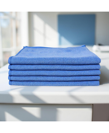  Acasa - Pachet 5 lavete microfibră PREMIUM PROFESSIONAL 🇦🇹 40×40 cm, 53 g – Albastru 🔵 pentru Spații Administrative și Zone Comune 🏢✨ - arli.ro