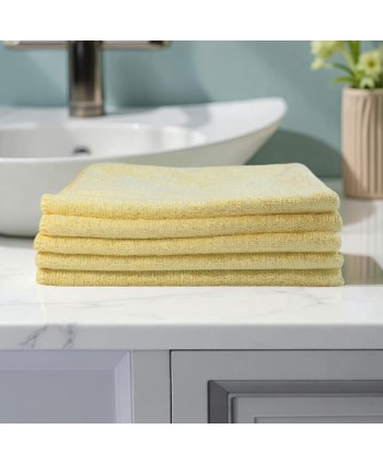  Acasa - Pachet 5 lavete microfibră PREMIUM PROFESSIONAL 🇦🇹 40×40 cm, 53 g – Galben 🟡 pentru Suprafețe din Băi și Spații Sanitare 🚿✨ - arli.ro