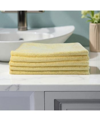 Pachet 5 lavete microfibră PREMIUM PROFESSIONAL 🇦🇹 40×40 cm, 53 g – Galben pentru Suprafețe din Băi și Spații Sanitare