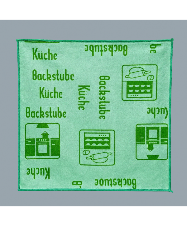 Acasa - - Laveta Microfibră ULTRA 🇦🇹 cu Pictograme 40×40 cm, 43 g Verde 🟢 pt Zone de Preparare și Servire a Alimentelor 🍴👨🍳 - arli.ro